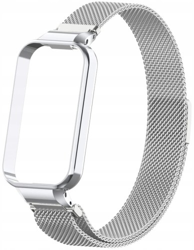 PASEK BRANSOLETA Z WBUDOWANYM ETUI DO XIAOMI REDMI BAND 2 / XIAOMI MI BAND 8 ACTIVE - SREBRNY