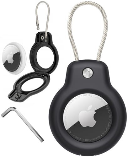 ETUI ZE STALOWĄ LINKĄ DO APPLE AIRTAG BRELOK CASE NA LOKALIZATOR - CZARNE