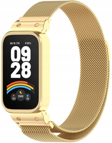 BRANSOLETA PASEK Z ETUI DO XIAOMI SMART MI BAND 9 ACTIVE / REDMI BAND 3 - ZŁOTY
