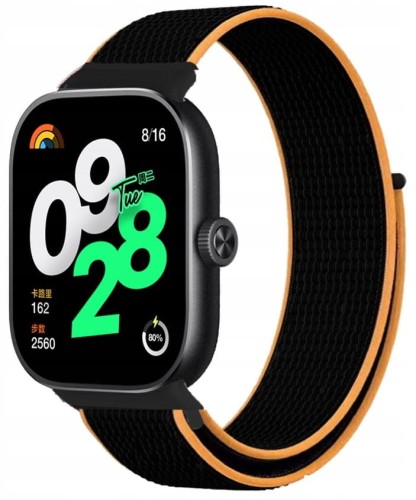 PASEK NYLONOWY DO XIAOMI REDMI WATCH 4/5/6 | MI BAND 8 PRO/9 PRO - CZARNA POMARAŃCZA