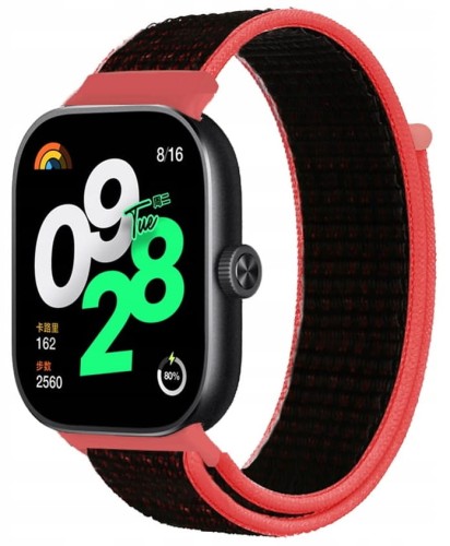PASEK NYLONOWY DO XIAOMI REDMI WATCH 4/5/6 | MI BAND 8 PRO/9 PRO - CZARNO CZERWONY