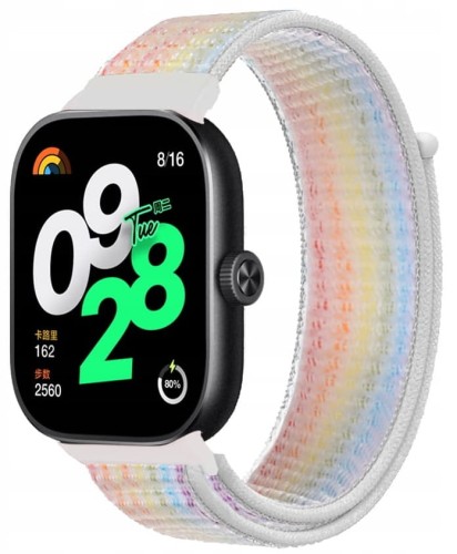 PASEK NYLONOWY DO XIAOMI REDMI WATCH 4/5/6 | MI BAND 8 PRO/9 PRO - TĘCZOWE PRĄŻKI
