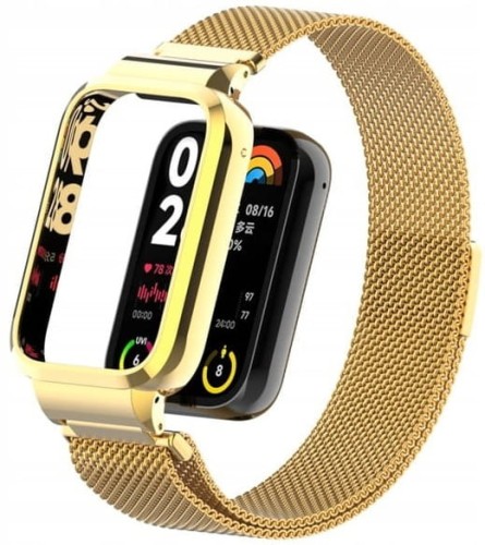 PASEK BRANSOLETA Z WBUDOWANYM ETUI DO XIAOMI MI BAND 8 PRO - ZŁOTY