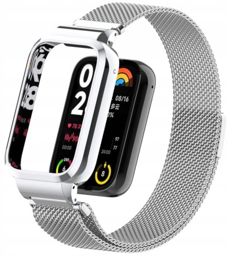 PASEK BRANSOLETA Z WBUDOWANYM ETUI DO XIAOMI MI BAND 8 PRO - SREBRNY