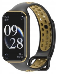 PASEK PERFOROWANY DO XIAOMI REDMI BAND 2 / MI BAND 8 ACTIVE | CZARNO - ŻÓŁTY