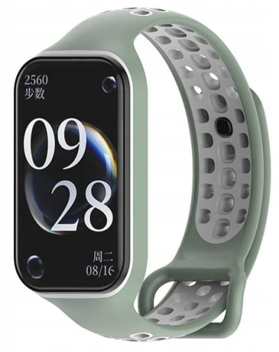 PASEK PERFOROWANY DO XIAOMI REDMI BAND 2 / MI BAND 8 ACTIVE | ZIELONO - BIAŁY