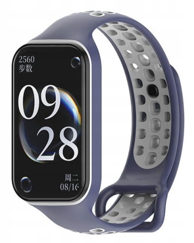PASEK PERFOROWANY DO XIAOMI REDMI BAND 2 / MI BAND 8 ACTIVE | GRANATOWO - BIAŁY