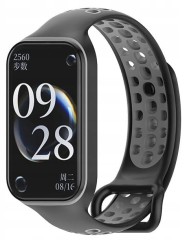 PASEK PERFOROWANY DO XIAOMI REDMI BAND 2 / MI BAND 8 ACTIVE | CZARNO -SZARY