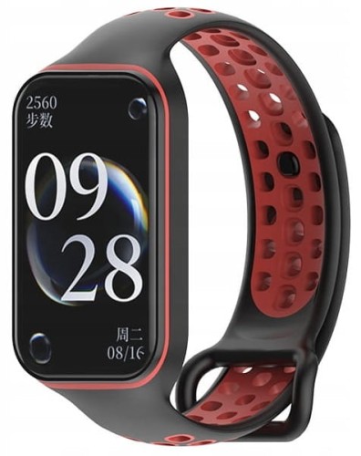 PASEK PERFOROWANY DO XIAOMI REDMI BAND 2 / MI BAND 8 ACTIVE | CZARNO -CZERWONY