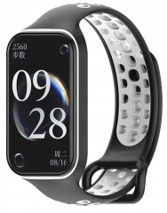 PASEK PERFOROWANY DO XIAOMI REDMI BAND 2 / MI BAND 8 ACTIVE | CZARNO- BIAŁY
