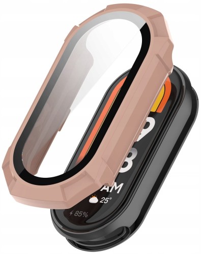 ETUI OCHRONNE + SZKŁO HARTOWANE 2W1 DO SMARTBAND XIAOMI MI BAND 8 - RÓŻOWE