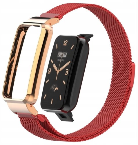 PASEK BRANSOLETA Z WBUDOWANYM ETUI DO XIAOMI MI BAND 7 PRO - CZERWONY