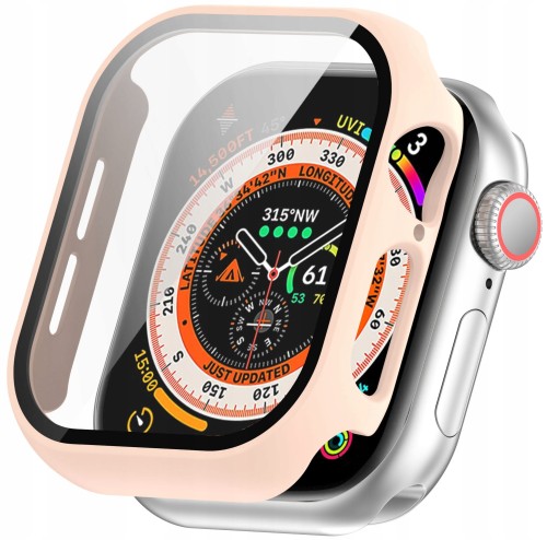 ETUI OCHRONNE + SZKŁO HARTOWANE 2W1 DO APPLE WATCH 10 46MM - JASNY RÓŻ