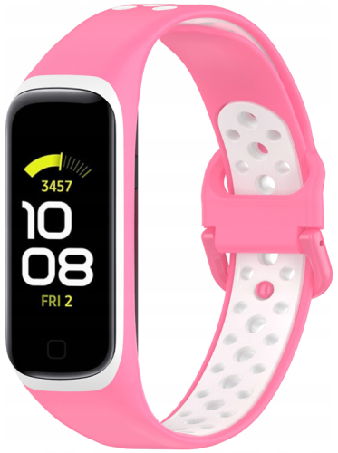 PASEK PERFOROWANY DO SAMSUNG GALAXY FIT 2 SM-R220 OPASKA, RÓŻOWO - BIAŁY