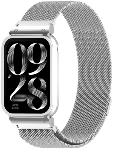 BRANSOLETA PASEK Z WBUDOWANYM ETUI DO XIAOMI SMART BAND 9 PRO - SREBRNY