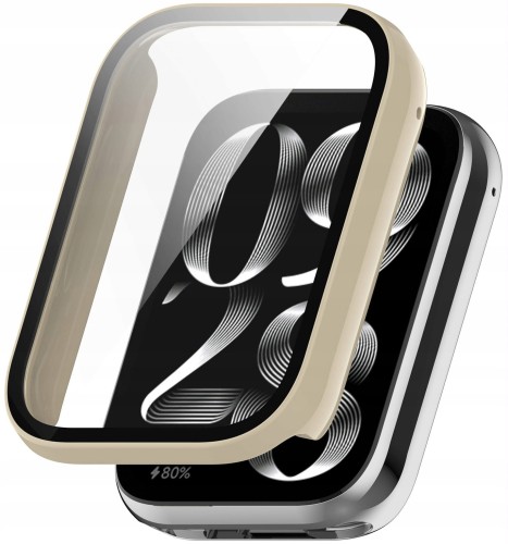ETUI OCHRONNE + SZKŁO HARTOWANE 2W1 DO XIAOMI SMART BAND 9 PRO - KREMOWY