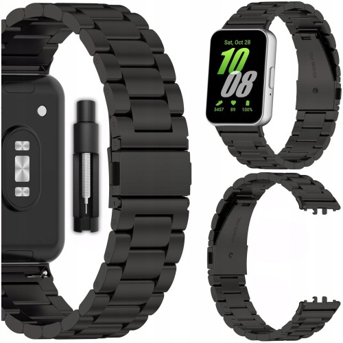 PASEK BRANSOLETA STALOWA DO SAMSUNG GALAXY FIT 3 SM-R390 - CZARNY
