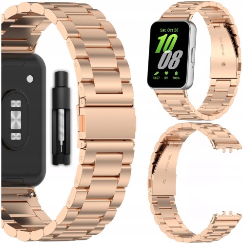 PASEK BRANSOLETA STALOWA DO SAMSUNG GALAXY FIT 3 SM-R390 - RÓŻOWE ZŁOTO