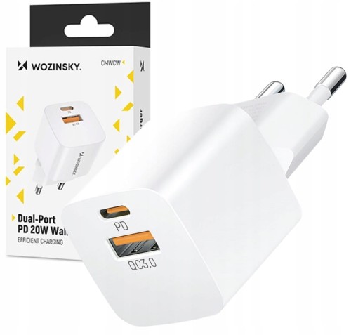 Ładowarka sieciowa Wozinsky CMWCW 20W USB-C / USB-A - Biała