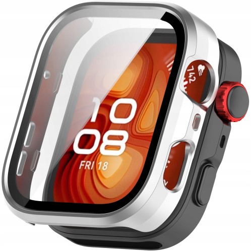 ETUI OCHRONNE + SZKŁO HARTOWANE 2W1 DO HUAWEI WATCH FIT 4 PRO | SREBRNE