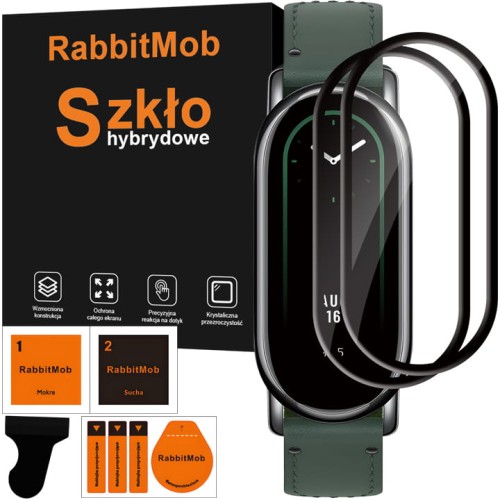 2X SZKŁO HYBRYDOWE 3D DO SMARTBAND XIAOMI MI BAND 8 / 9 + ZESTAW DO MONTAŻU
