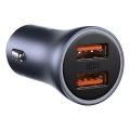 Baseus Golden Contactor Pro szybka ładowarka samochodowa 2x USB 40 W Quick Charge SCP FCP AFC + kabel USB - USB Typ C szary