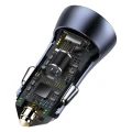 Baseus Golden Contactor Pro szybka ładowarka samochodowa 2x USB 40 W Quick Charge SCP FCP AFC + kabel USB - USB Typ C szary