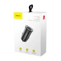 Baseus Square PPS inteligentna ładowarka samochodowa z portami USB Quick Charge 4.0 QC 4.0 i USB-C PD 3.0 SCP czarny