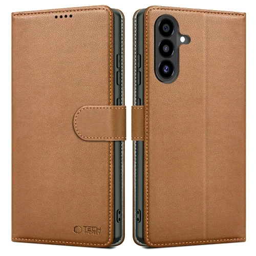 Etui Tech-Protect Wallet na Samsung Galaxy A56 5G - brązowe