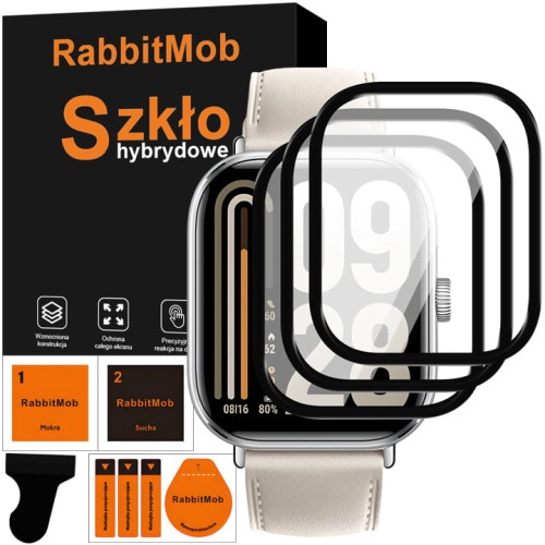 3X SZKŁO HYBRYDOWE 3D OCHRONNE DO XIAOMI REDMI WATCH 5 + ZESTAW DO MONTAŻU