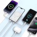 Powerbank Tech-Protect LifeMag PB31 z MagSafe 10000mAh 15W USB-C / USB-A / wbudowane kable USB-C / Lightning - biały