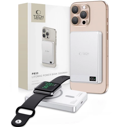 Powerbank Tech-Protect PB33 LifeMag MagSafe 5000mAH - srebrny