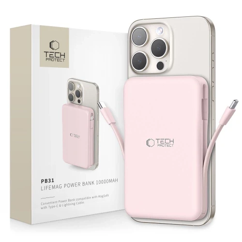 Powerbank Tech-Protect PB31 LifeMag MagSafe 10000mAh - różowy