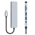 HUB Tech-Protect V4 6w1 USB-C - USB-A 3.0 / USB-A 2.0 / USB-C / HDMI / czytnik kart micro SD / TF / SD - szary