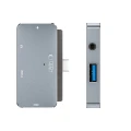 HUB Tech-Protect V6 4w1 USB-C - USB-A 3.0 / USB-C PD100W / HDMI / mini jack 3.5mm - szary