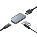 HUB Tech-Protect V6 4w1 USB-C - USB-A 3.0 / USB-C PD100W / HDMI / mini jack 3.5mm - szary