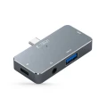 HUB Tech-Protect V6 4w1 USB-C - USB-A 3.0 / USB-C PD100W / HDMI / mini jack 3.5mm - szary