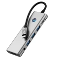 Adapter Tech-Protect HB04 HUB Adapter 9w1 USB-C + USB2.0 + USB3.0 + HDMI 4K 60Hz + SD / TF + PD100W + AV3.5 - szary