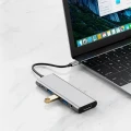 Adapter Tech-Protect HB04 HUB Adapter 9w1 USB-C + USB2.0 + USB3.0 + HDMI 4K 60Hz + SD / TF + PD100W + AV3.5 - szary