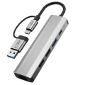 Adapter Tech-Protect HB03 HUB Adapter 5w1 USB-C + USB2.0 + USB3.0 + RJ45 - szary