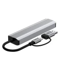 Adapter Tech-Protect HB03 HUB Adapter 5w1 USB-C + USB2.0 + USB3.0 + RJ45 - szary