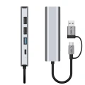 Adapter Tech-Protect HB03 HUB Adapter 5w1 USB-C + USB2.0 + USB3.0 + RJ45 - szary