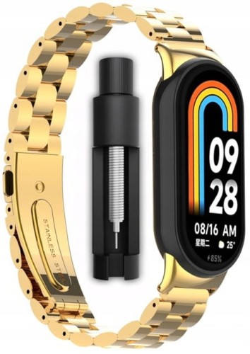 BRANSOLETA STALOWA DO XIAOMI SMART MI BAND 8/9/10 STYLOWY PASEK - ZŁOTY