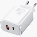 Szybka ładowarka sieciowa Baseus USB-A / USB-C 20W 3A PD QC 3.0 - Biała