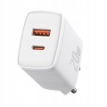Szybka ładowarka sieciowa Baseus USB-A / USB-C 20W 3A PD QC 3.0 - Biała