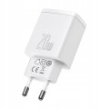 Szybka ładowarka sieciowa Baseus USB-A / USB-C 20W 3A PD QC 3.0 - Biała