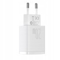 Szybka ładowarka sieciowa Baseus USB-A / USB-C 20W 3A PD QC 3.0 - Biała