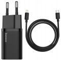 Baseus Super Si 1C szybka ładowarka USB Typ C 20W Power Delivery + kabel USB Typ C - Lightning 1m  - Czarna