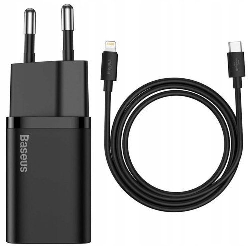 Baseus Super Si 1C szybka ładowarka USB Typ C 20W Power Delivery + kabel USB Typ C - Lightning 1m  - Czarna